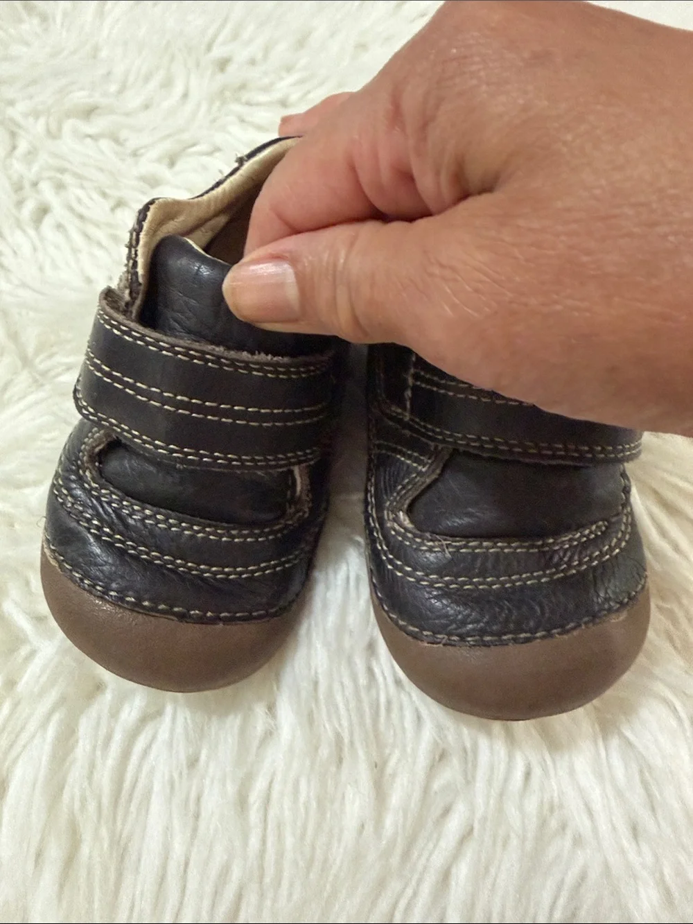Baby Stride Rite Brown Leather Velcro Sneakers Size Size 5